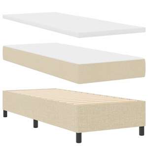 LED box pružinová postel s čelo Krémová 90 x 190 cm textil - obrázek 6