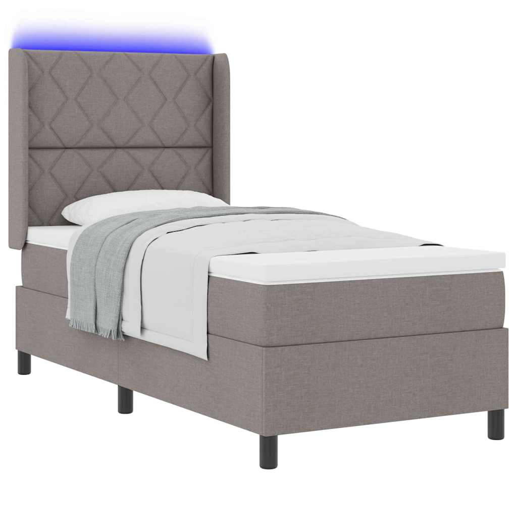 Thumbnail - vidaXL Boxspringbett mit Matratze mit Kopfteil Taupe 90 x 200 cm Stoff