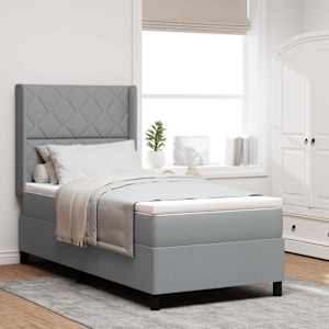 LED box pružinová postel s čelo Světle šedá 100 x 200 cm textil - obrázek 1
