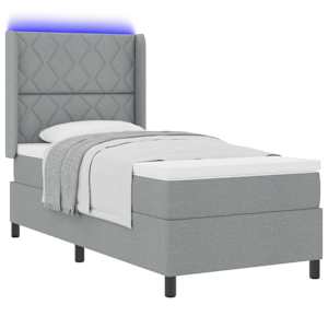LED box pružinová postel s čelo Světle šedá 100 x 200 cm textil - obrázek 3