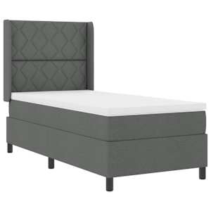 LED box pružinová postel s čelo Tmavě šedá 100 x 200 cm textil - obrázek 2