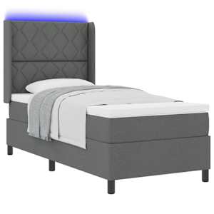 LED box pružinová postel s čelo Tmavě šedá 100 x 200 cm textil - obrázek 3