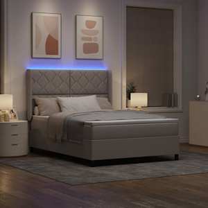 LED box pružinová postel s čelo Taupe 140 x 190 cm textil - obrázek 5