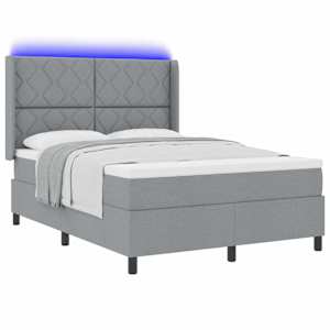 LED box pružinová postel s čelo Světle šedá 160 x 200 cm textil - obrázek 3