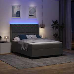 LED box pružinová postel s čelo Tmavě šedá 160 x 200 cm textil - obrázek 5
