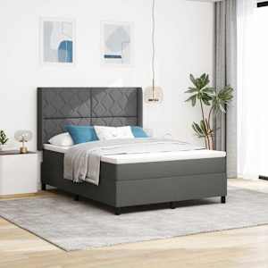 LED box pružinová postel s čelo Tmavě šedá 160 x 200 cm textil - obrázek 1