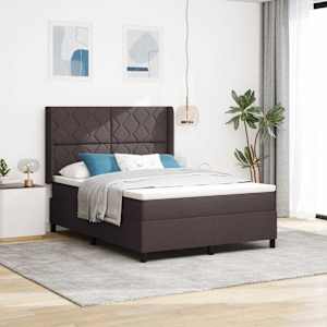 LED box pružinová postel s čelo Tmavě hnědá 160 x 200 cm textil - obrázek 1