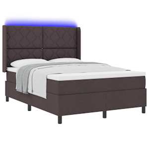 LED box pružinová postel s čelo Tmavě hnědá 160 x 200 cm textil - obrázek 3
