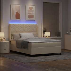 LED box pružinová postel s čelo Krémová 160 x 200 cm textil - obrázek 5