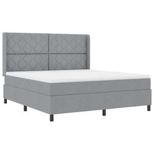 LED box pružinová postel s čelo Světle šedá 180 x 200 cm textil - obrázek 2