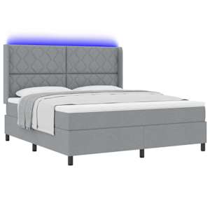 LED box pružinová postel s čelo Světle šedá 180 x 200 cm textil - obrázek 3