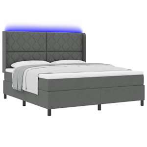 LED box pružinová postel s čelo Tmavě šedá 180 x 200 cm textil - obrázek 3