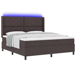 LED box pružinová postel s čelo Tmavě hnědá 180 x 200 cm textil - obrázek 3