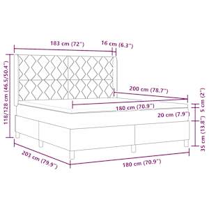 LED box pružinová postel s čelo Tmavě hnědá 180 x 200 cm textil - obrázek 14
