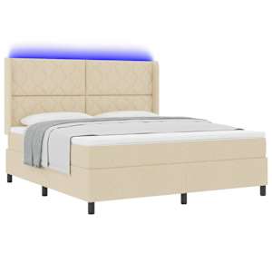 LED box pružinová postel s čelo Krémová 180 x 200 cm textil - obrázek 3