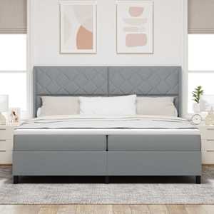 LED box pružinová postel s čelo Světle šedá 200 x 200 cm textil - obrázek 4