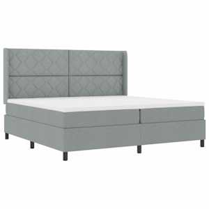 LED box pružinová postel s čelo Světle šedá 200 x 200 cm textil - obrázek 2