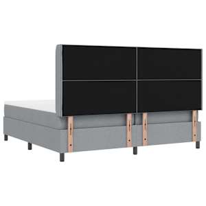 LED box pružinová postel s čelo Světle šedá 200 x 200 cm textil - obrázek 10