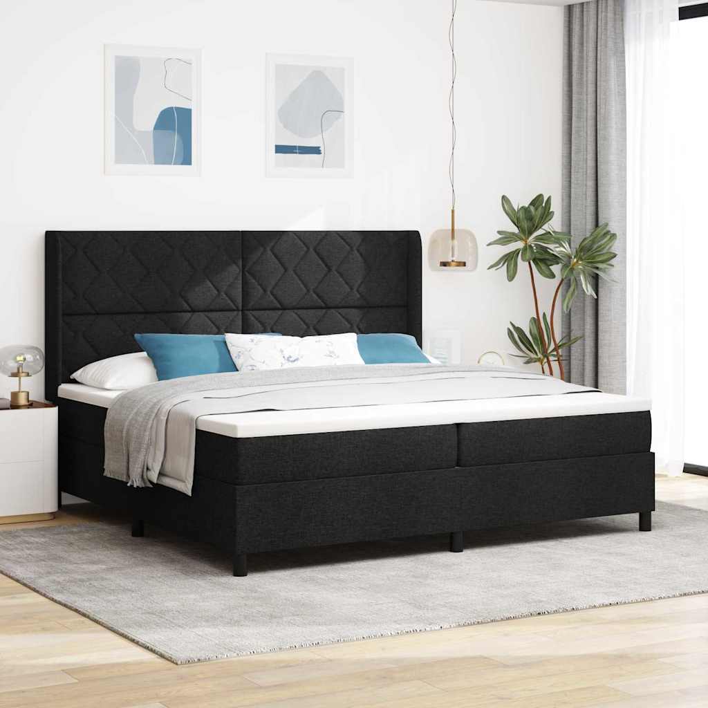 Kasti Vedruvoodi Mattressiga ja LEDiga Must 200x200 cm Kangas