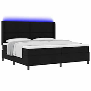 LED box pružinová postel s čelo Černá 200 x 200 cm textil - obrázek 3