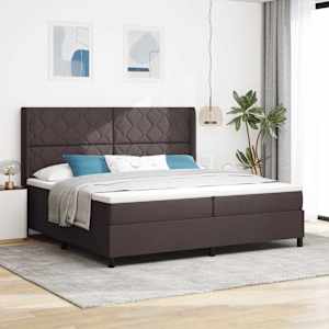 LED box pružinová postel s čelo Tmavě hnědá 200 x 200 cm textil - obrázek 1