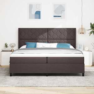 LED box pružinová postel s čelo Tmavě hnědá 200 x 200 cm textil - obrázek 4