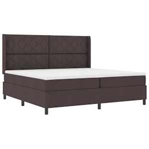 vidaXL LED Box Spring Voodi peaga Tume pruun 200 x 200 cm kangas