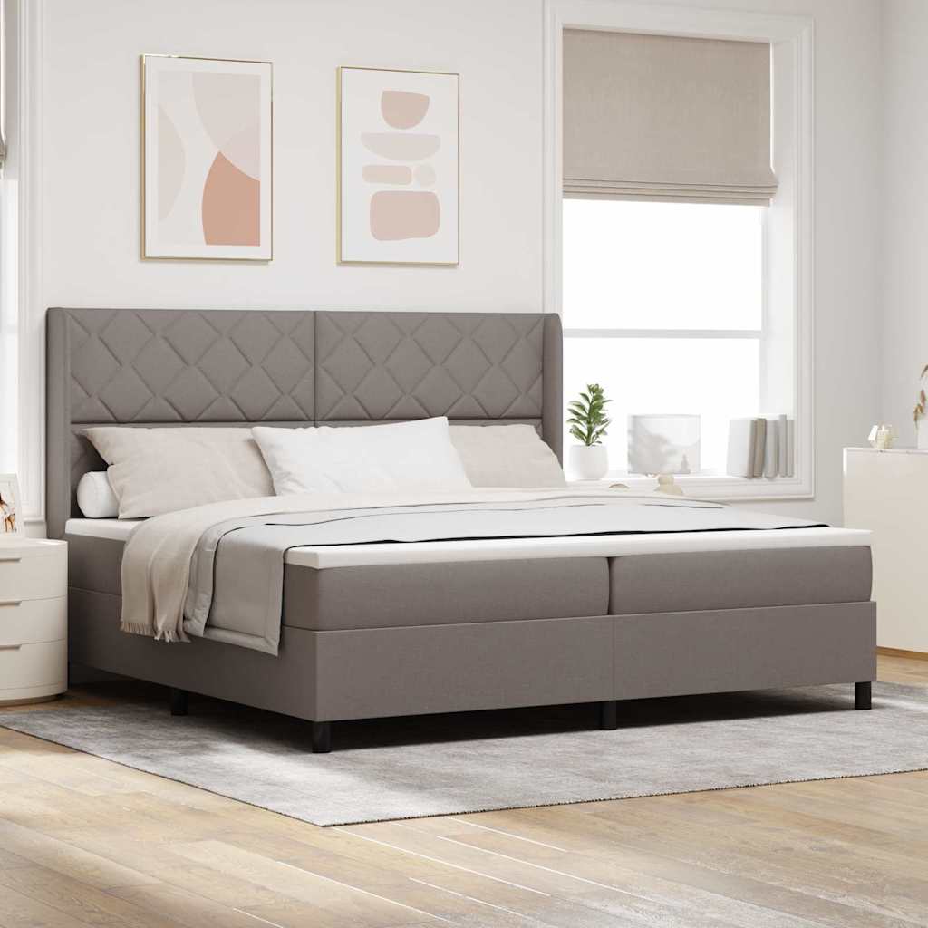 vidaXL Pat cu arcuri cu saltea Gri taupe 200 x 200 cm țesătură
