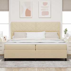 LED box pružinová postel s čelo Krémová 200 x 200 cm textil - obrázek 4