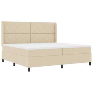 LED box pružinová postel s čelo Krémová 200 x 200 cm textil - obrázek 2
