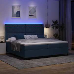 LED box pružinová postel s čelo Modrá 200 x 200 cm textil - obrázek 5