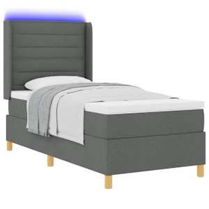 Postel s boxspringem s LED pásky Šedá 100 x 200 cm textil - obrázek 3