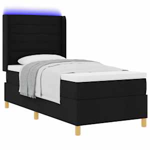 Postel s boxspringem s LED pásky Černá 100 x 200 cm textil - obrázek 3