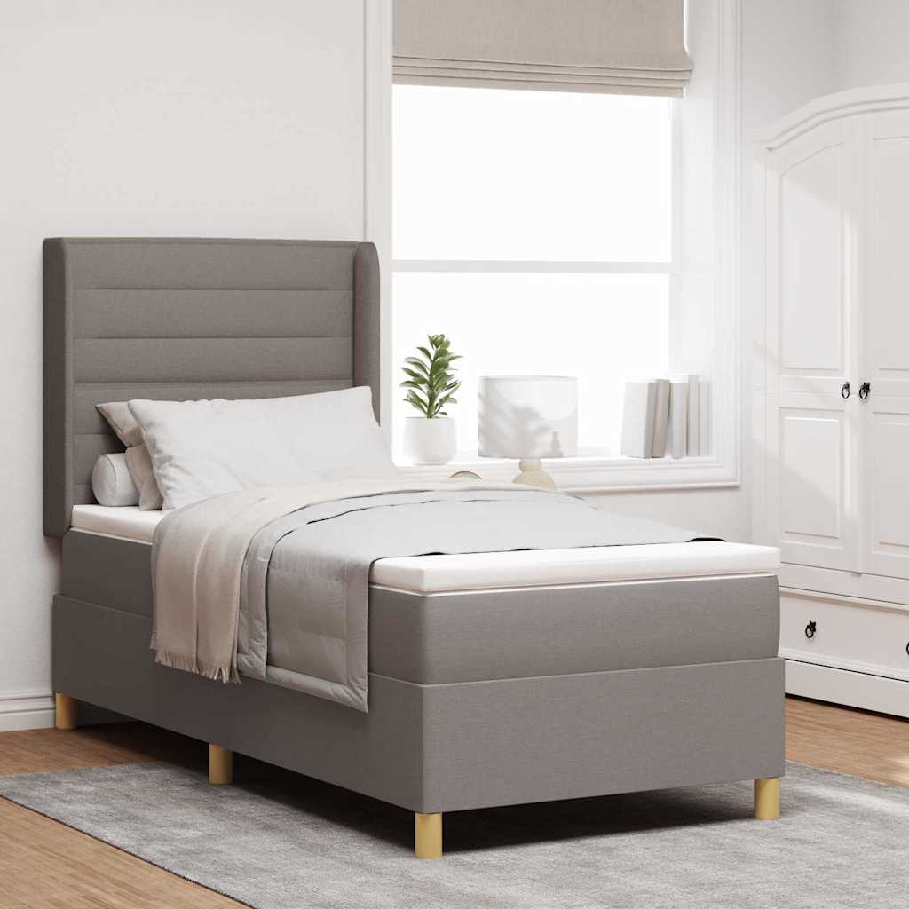 Boxspring Senge med Madras & LED Taupe 100x200 cm Stof