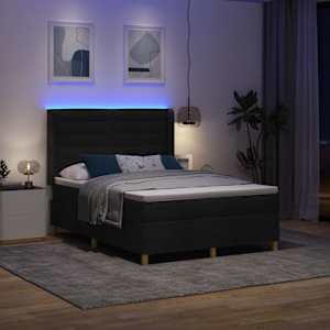 Postel s boxspringem s LED pásky Černá 140 x 190 cm textil - obrázek 5