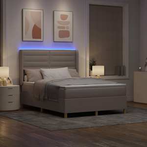 Postel s boxspringem s LED pásky Taupe 140 x 190 cm textil - obrázek 5
