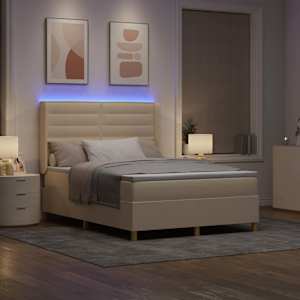 Postel s boxspringem s LED pásky Krémová 140 x 190 cm textil - obrázek 5