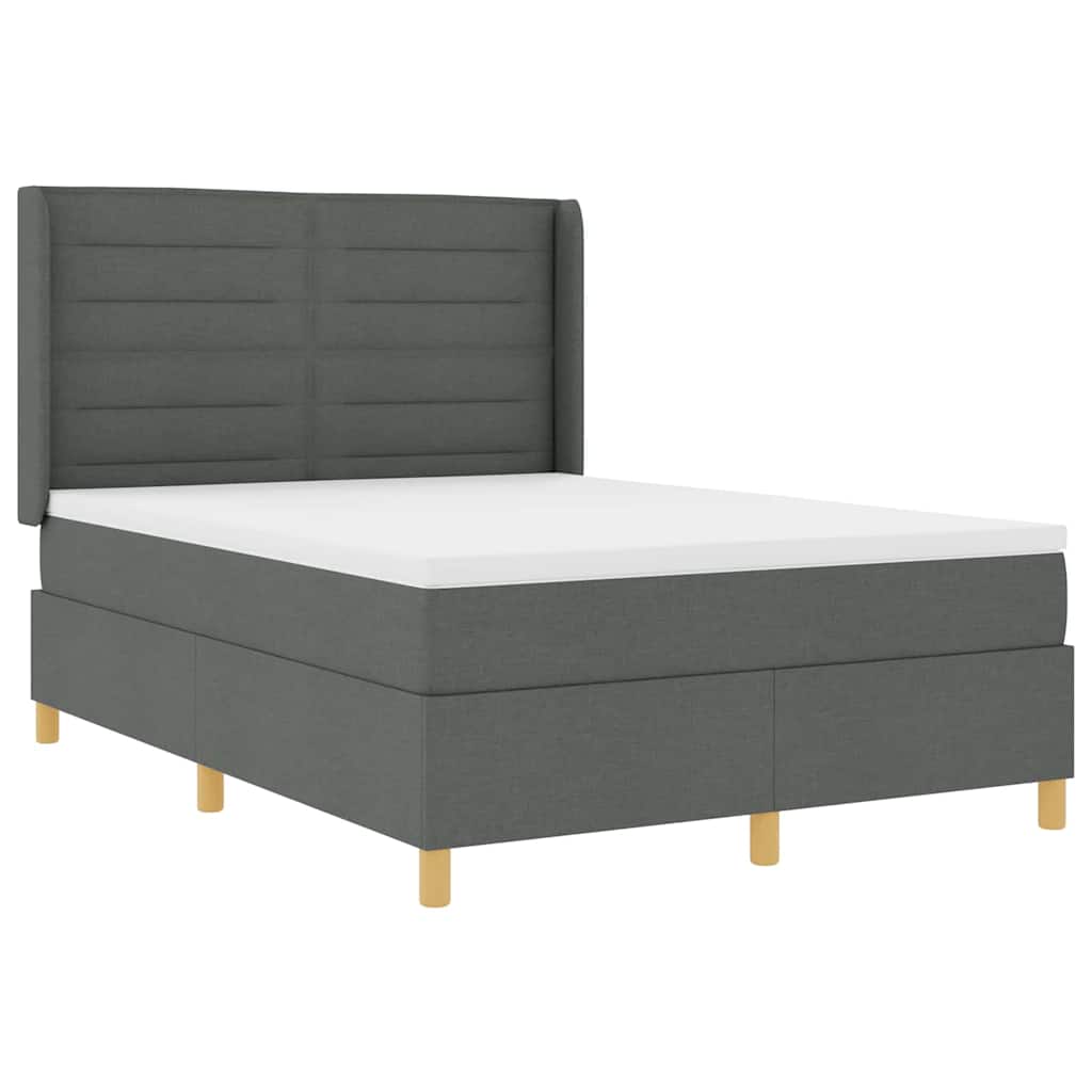 Thumbnail - vidaXL Boxspringbett mit Matratze mit Kopfteil Grau 140 x 200 cm Stoff