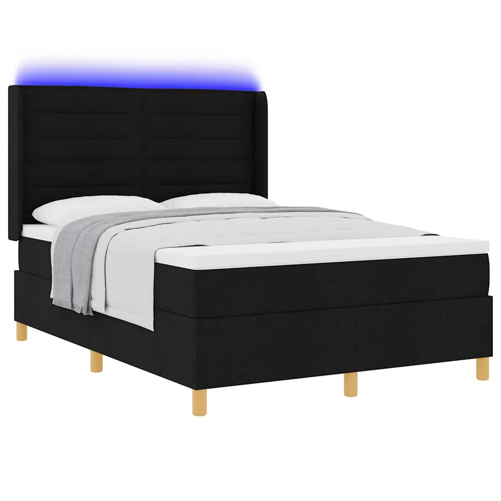 Postel s boxspringem s LED pásky Černá 140 x 200 cm textil - obrázek 3