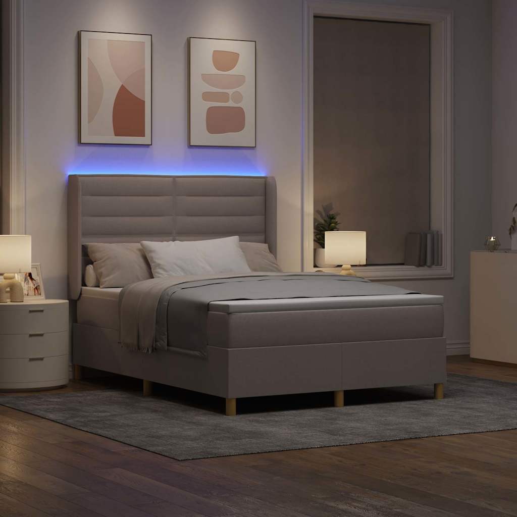 Postel s boxspringem s LED pásky Taupe 140 x 200 cm textil - obrázek 5