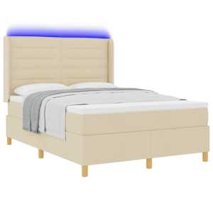Postel s boxspringem s LED pásky Krémová 140 x 200 cm textil - obrázek 3