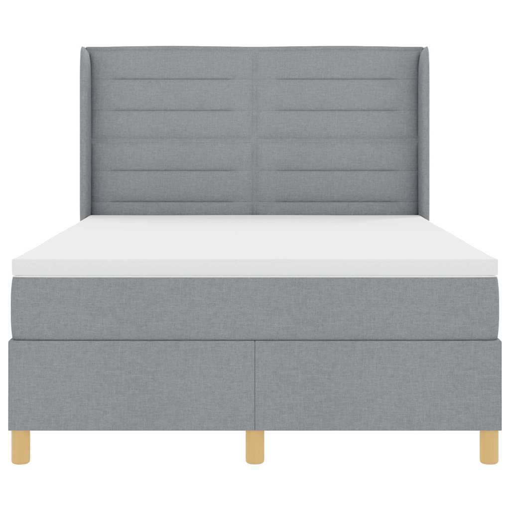 Postel s boxspringem s čelo Světle šedá 160 x 200 cm textil - obrázek 8