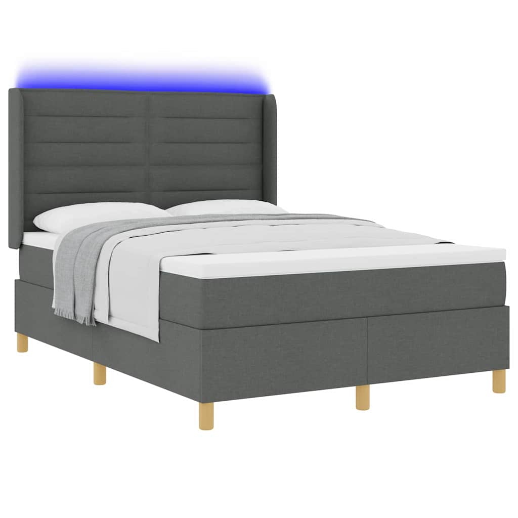 Thumbnail - vidaXL Boxspringbett mit Matratze mit Kopfteil Grau 140 x 200 cm Stoff