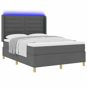 Postel s boxspringem s LED pásky Šedá 160 x 200 cm textil - obrázek 3