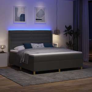 Postel s boxspringem s LED pásky Šedá 180 x 200 cm textil - obrázek 5