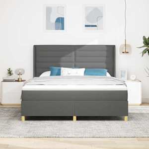 Postel s boxspringem s LED pásky Šedá 180 x 200 cm textil - obrázek 4