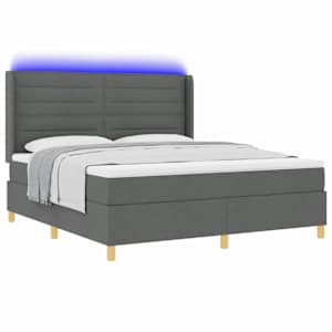 Postel s boxspringem s LED pásky Šedá 180 x 200 cm textil - obrázek 3