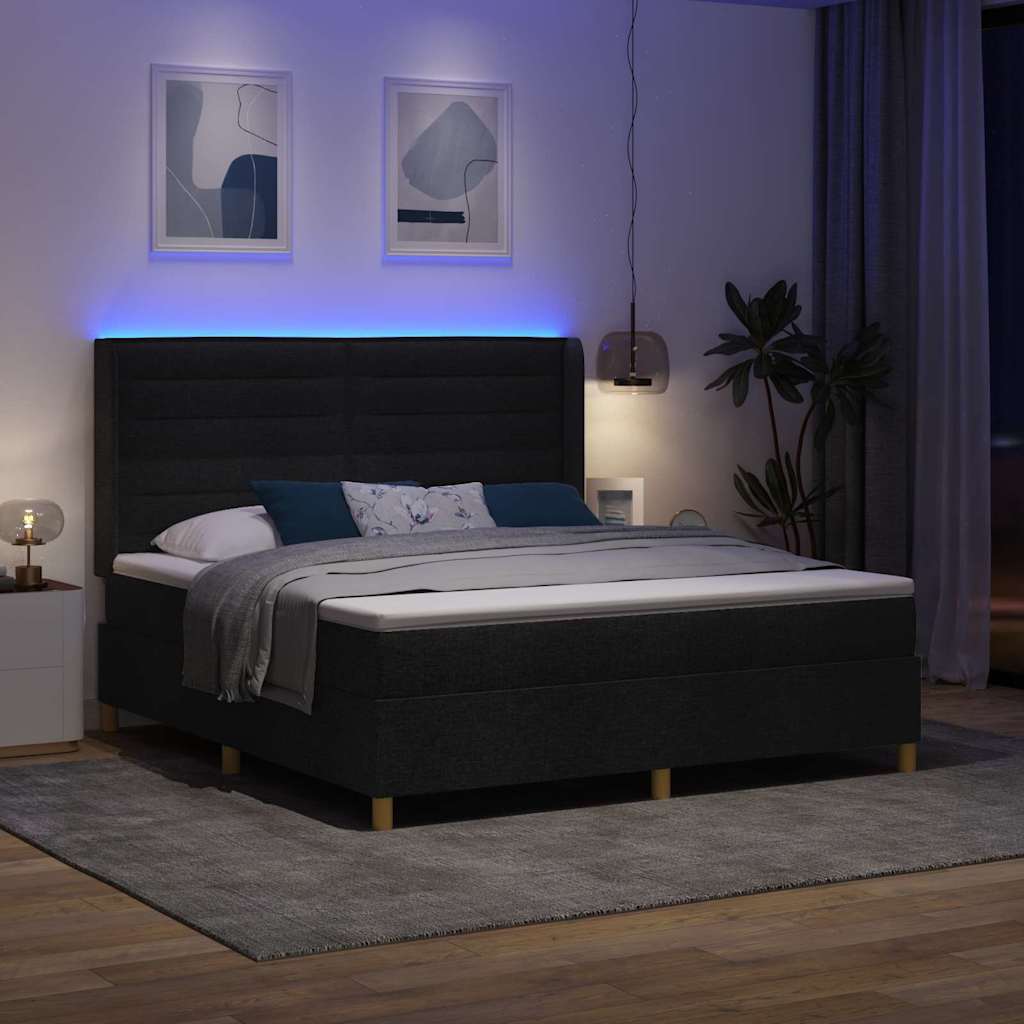 Postel s boxspringem s LED pásky Černá 180 x 200 cm textil - obrázek 5