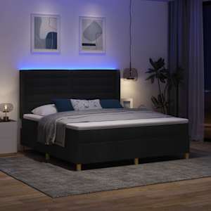 Postel s boxspringem s LED pásky Černá 180 x 200 cm textil - obrázek 5