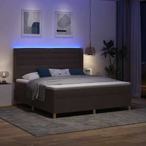 Postel s boxspringem s LED pásky Hnědá 180 x 200 cm textil - obrázek 5